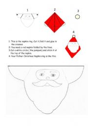 English Worksheet: How to make a Father Christ,as Napkin Ring