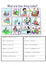 English Worksheet: WHAT ARE THEY DOING?