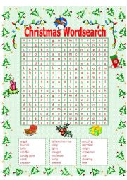 English Worksheet: Christmas Wordsearch