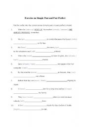 English worksheet: Exercise on Simple Past and Past Perfect