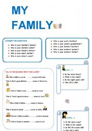 English Worksheet: my family