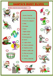 English Worksheet: SANTAS BUSY ELVES ( PRESENT CONTINOUS) Second Worksheet