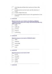 English Worksheet: GRAMMAR AND READING 2