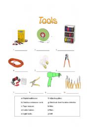 English Worksheet: Tools (For Electricity trainees)