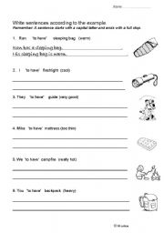 English Worksheet: writing exercise with to have and a possessive adjective