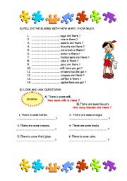English Worksheet: how much how many