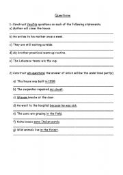 English worksheet: Wh Questions