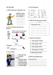 English Worksheet: my clothes