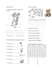 English Worksheet: body parts 