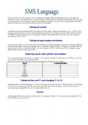 English Worksheet: SMS Language