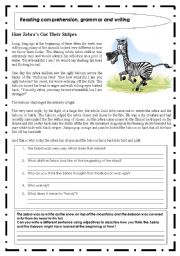 English Worksheet: Reading comprehension + grammar and writing exercise