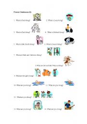English Worksheet: Present continous tense sentences and pictures