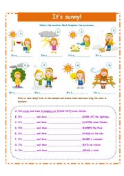 English Worksheet: WEATHER/PRESENT CONTINUOUS