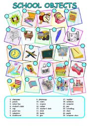 English Worksheet: SCHOOL OBJECTS