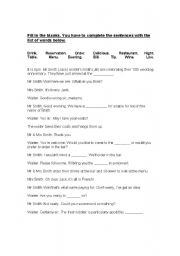 English Worksheet: Eating at the restaurant