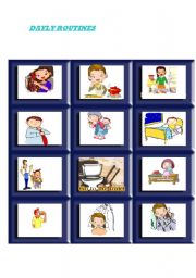 English Worksheet: DAILY ROUTINES FLASH CARD