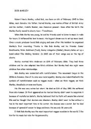 English Worksheet: Bob Marley - biographical note