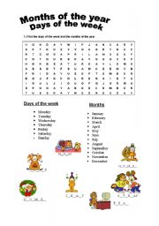 English Worksheet: Months and days of the week