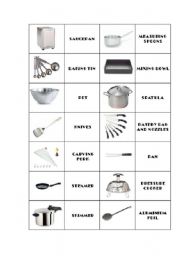 English Worksheet: Kitchen utensils domino 2