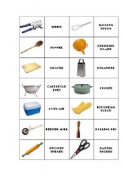 English Worksheet: Kitchen utensils domino 1