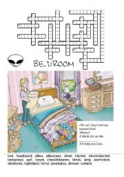 English Worksheet: bedroom vocabulary crossword