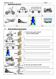 English Worksheet: MEANS OF TRANSPORT