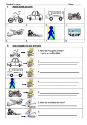 English Worksheet: MEANS OF TRANSPORT 