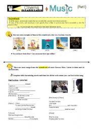 English Worksheet: Music and movie soundtracks (part I)