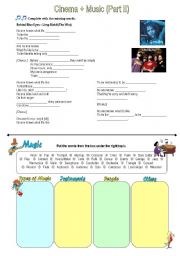 English Worksheet: Music and movie soundtracks (part II)