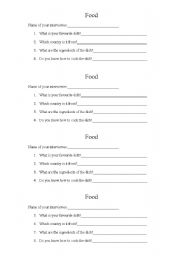 English worksheet: food