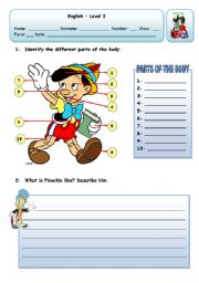 Pinocchio worksheets