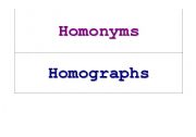 English Worksheet: Homonym and Homograph Word Sort