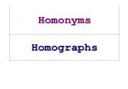English Worksheet: Homonym and Homograph Word Sort