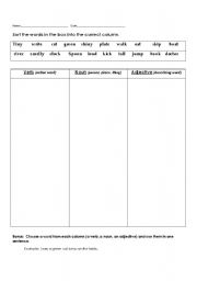 English worksheet: Noun/Verb/Adjective