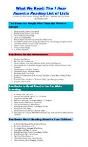 English Worksheet: WHAT WE READ (430 book titles for all the occasions)