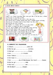 English Worksheet: Easy Reading Activity