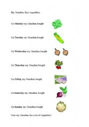 English worksheet: My Grandma likes vegetables (2)