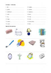 English worksheet: bedroom / bathroom