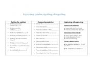 English Worksheet: expressing opinion, agreeing, disagreeing