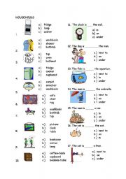 English Worksheet: objects used at home