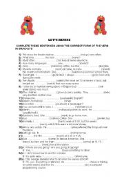 English Worksheet: revision of tenses 