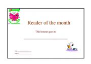 English Worksheet: reader of the month