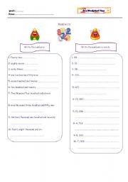 English worksheet: Numbers