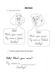 English worksheet: greetings