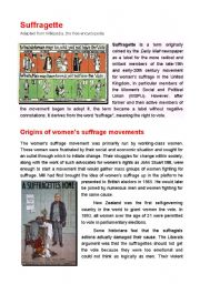 English Worksheet: SUFFRAGETTE MOVEMENT