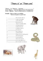 English Worksheet: There is/ there are