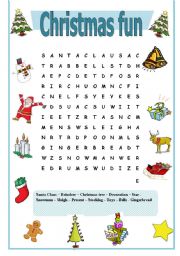 English Worksheet: Easy and simple christmas wordsearch