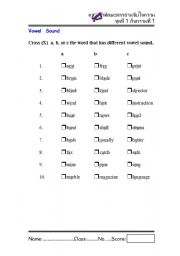 English worksheet: Vowel  Sound