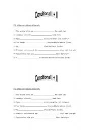 English Worksheet: Conditional I + II
