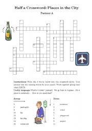 English Worksheet: Half a Crossword: Places in the City (1 of 3)